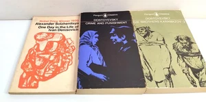 3 x VINTAGE Dostoyevsky PBs Crime And Punishment IVAN DENISOVICH Karamazov - Foto 1 di 10