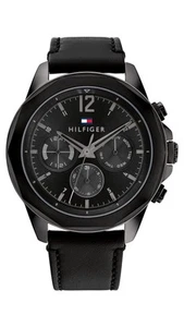 Tommy Hilfiger 1792062 Correa de cuero negra multifunción esfera negra 46 mm para hombre - Imagen 1 de 4