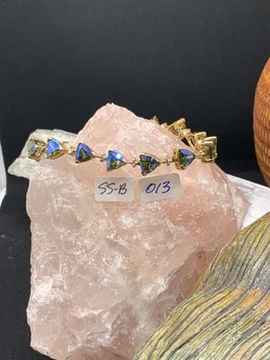 Vermeil 925 网球手链带亚历山大石和锆石宝石 - 请见下文  — 第 1/4 张图片