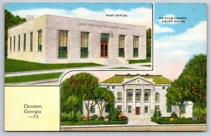 DeKalb County Court House Post Office Decatur Georgia GA c1940 Postcard - Picture 1 of 2