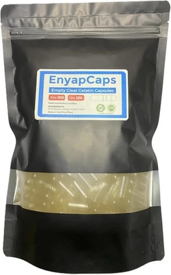 EnyapCaps Extra Large Size 000 x 200 Clear Hard Empty Gelatin Capsules Gelatine - Image 1 of 4