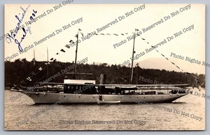 Antike RPPC 1906 Yacht WISSAHICKON vor der Küste von Maine Echtfoto Postkarte - Bild 1 von 14