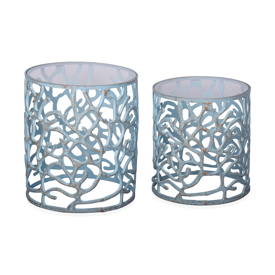 SPI Home Coral Tables Set of 2 (18"H, 15"H;18.0" x 15.0") 24.0 lbs. Aluminum - Image 1 of 1
