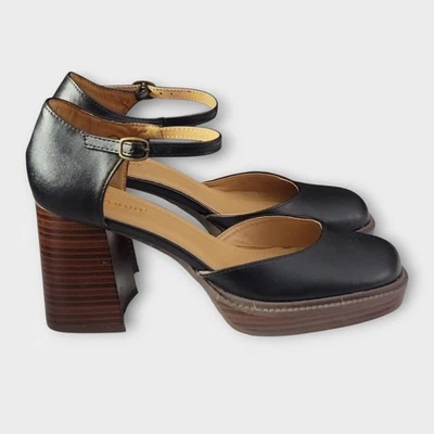 Sapatos de couro sintético Bamboo Secretive preto salto robusto Mary Jane tamanho 8.5 - Imagem 1 de 4