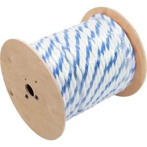 Polypropylene Rope, 3/4"dia, 2 White 1 Blue Strand, 300ft : PPR34300BW - Picture 1 of 4