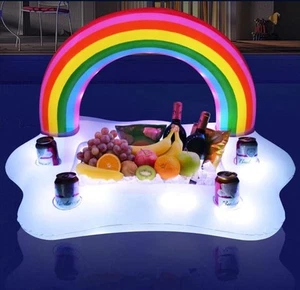 Rainbow Cloud Pool Float Drink Holder Solar Power LED Light Glow in Dark Party - Picture 1 of 8