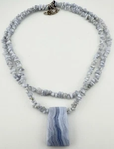 COLLANA PERLINE DTR JAY KING 925 PIZZO BLU AGATA 2 FILI 22” K70B - Foto 1 di 4