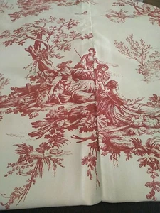 THOMASVILLE FABRIC SHOWER CURTAIN BEIGE FRENCH TOILE COUNTRY 62" W 74" L - Picture 1 of 10