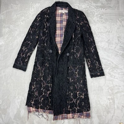Abrigo para mujer Free People negro con recubrimiento de encaje forrado de franela Boho PixieGoth pequeño Foto 1 de 4