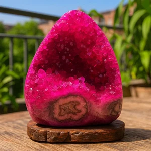 300G+ RARE Titanium Aura Quartz | Magenta Fuchsia Druzy Geode Cluster Decor Gift - Picture 1 of 5