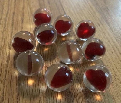 情人节心形橡胶弹性球亮片红色透明战利品填充物套装 — 第 1/4 张图片