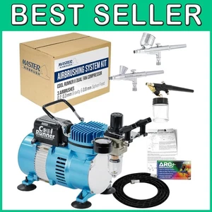 Set aerografi con compressore - 3 aerografi e guida didattica - Foto 1 di 9