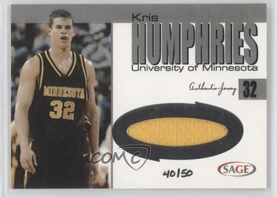 2004 Sage Auto Basketball Authentic Jersey Silver /50 Kris Humphries Rookie RC - Image 1 of 2