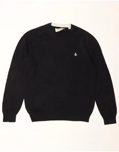 PENGUIN Mens Crew Neck Jumper Sweater Large Black Cotton CM10 - Picture 1 of 3