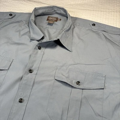 Cabelas Safari Series Button Up Shirt Mens 3XL Blue Hiking Camp Epaulettes Strap - Image 1 of 4