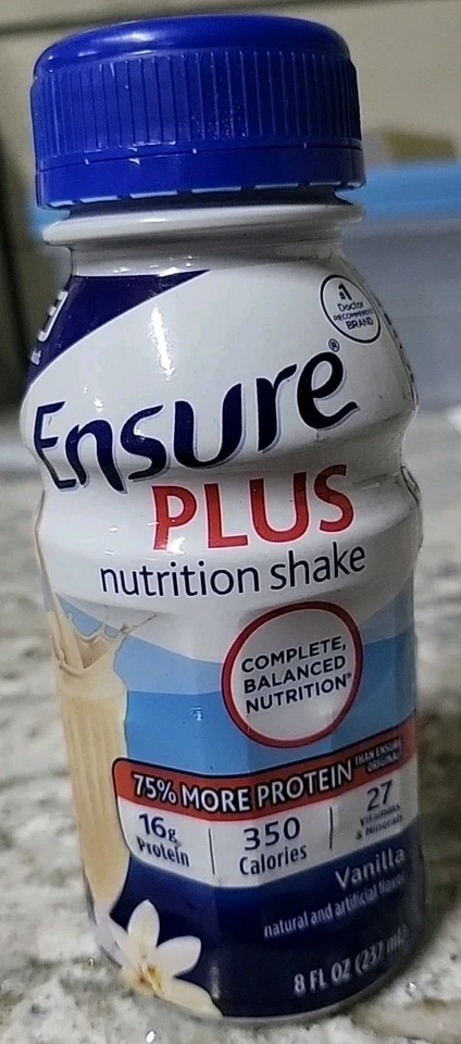 Ensure Plus Nutrition Supplement Shake 13g Protein Meal Replacement Vanilla 24ct