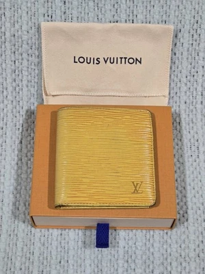 Auténtico Louis Vuitton Marco Epi Cuero Amarillo Doble Cartera Tarjeta de Crédito... Foto 1 de 4