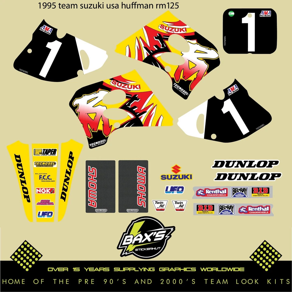 Suzuki Rm 125 Rm250 1995 equipo Suzuki calcomanías de fábrica gráficos Evo Kx Rm 125 - Imagen 1 de 1