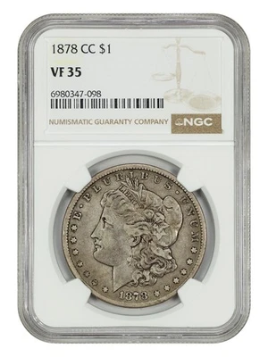 1878-CC $1 NGC VF35 - Morgan Dollar - Popular First-Year Carson City Morgan - Image 1 of 4