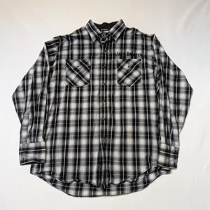 Jack Daniels Pearl Snap Long Sleeve Shirt Mens Size Large Black White Embroider - Picture 1 of 10