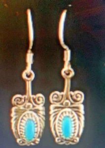 1.10 ctw Natural Arizona Sleeping Beauty Turquoise Dangling Earrings in Sterling - Picture 1 of 6