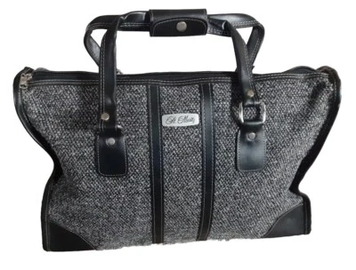 St. Moritz Classy Womens Black Grey Gray Tweed Duffle Luggage Travel Carry Bag - Image 1 of 4