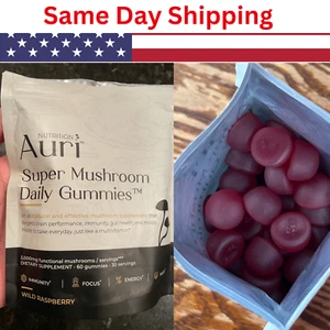 Auri Super Mushroom Daily Gummies, 12 Mushroom Blend with Chaga 60 Gummies EX25 - Picture 1 of 4