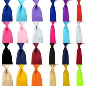 Men Classic Solid Color Satin Necktie Wedding Party Formal Business Ties - Picture 1 of 19