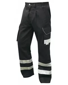 Pantaloni da lavoro Leo Ilfracombe neri da uomo policotone riflettente carico - Foto 1 di 2