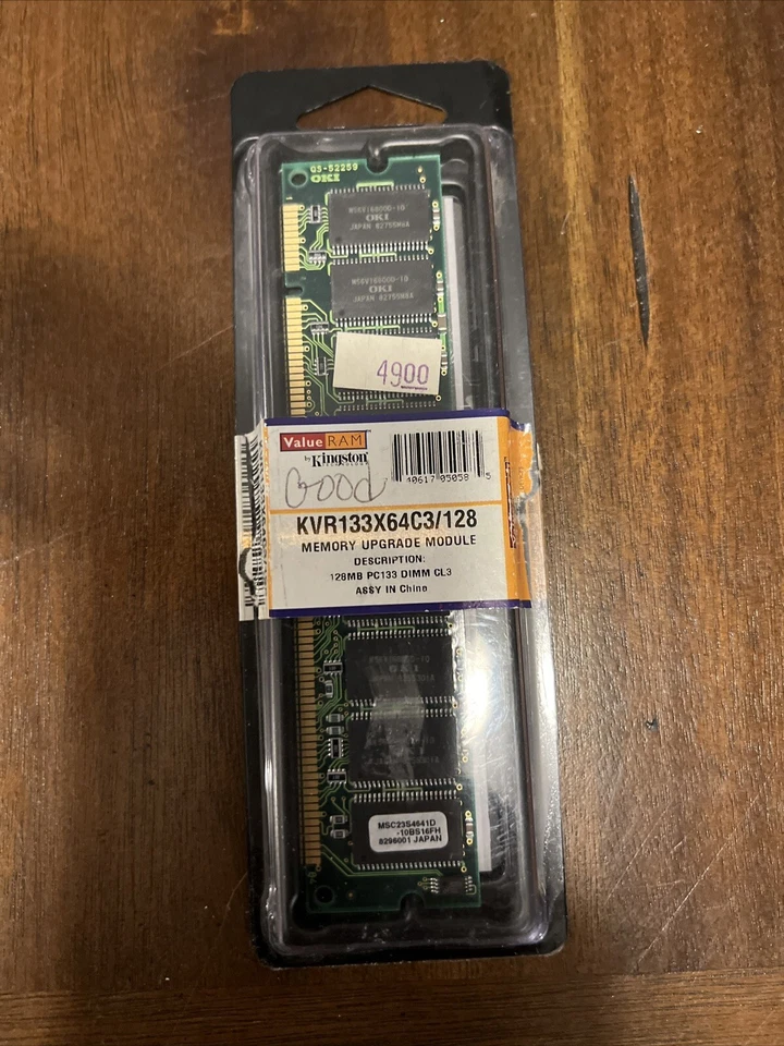 KINGSTON DESKTOP RAM MEMORY DIMM 128MB PC133 KVR133X64C3/128 133MHZ 168-Pin - Image 1 of 4