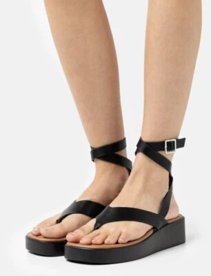 Call It Spring “Kristina” strappy black sandal, wedge, Size 5, NEW - Image 1 of 4