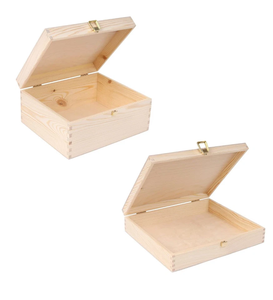 Creative Deco Caja de Madera con Tapa Caja de Madera Caja de Recuerdos | 29 x 25 x 14/6,5 cm