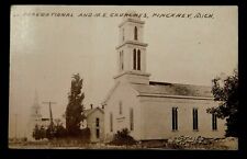 Early 1900's RPPC PostCard Congregational & M.E. Churches Pinckney Michigan