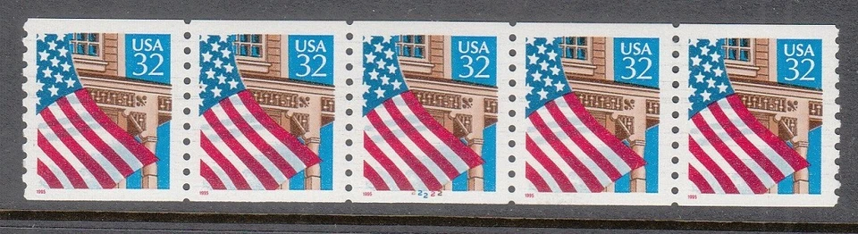 USA PNC SC# 2913 FLAG OVER PORCH 32c SELF ADHESIVE MNH-PL# 22222 -FINGERPRINTS - Image 1 of 1