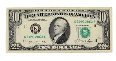 Billete de diez dólares de la Reserva Federal de Dallas 1981 A Foto 1 de 4