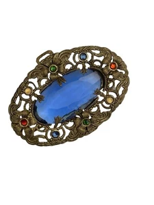 Antique Egyptian Revival Czech Filigree Glass Bead Sash Shawl Pin Pendant Neiger - Picture 1 of 11