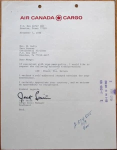 Carta intestata Air Canada Cargo 1988 - Aviazione/Compagnia aerea - a Continental Airlines - Foto 1 di 1