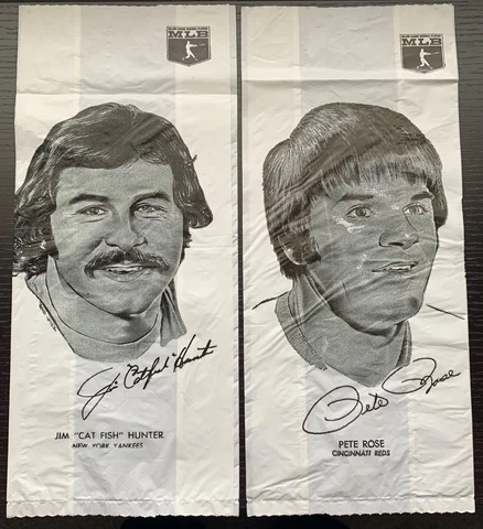 1976 MLB SAFELON SUPER STAR PLASTIC LUNCH BAGS JIM CATFISH HUNTER/PETE ROSE Cover
