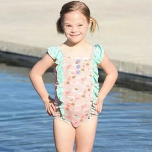 Matilda Jane Flamingo Print One Piece Swimsuit Size 4 - Picture 1 of 5