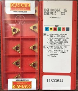 Sandvik TCGT 11 03 04L-K / TCGT 221L-K 1025 - 1 Factory pack (10pcs) - Picture 1 of 1