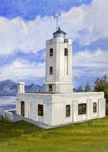Five Finger Islands Lighthouse, Alaska Inside Passage. Watercolor Art Print - Picture 1 of 1