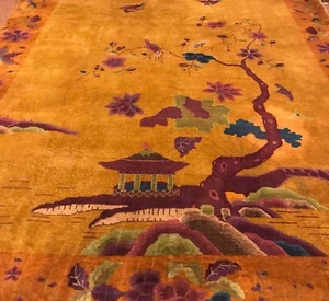 AN ATTRACTIVE COLOR COMBINATION ART DECO CHINESE RUG - Picture 1 of 12