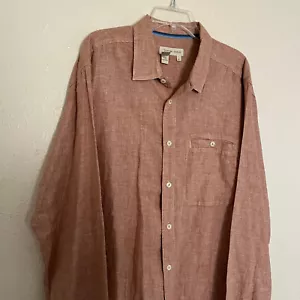 Territory Ahead Shirt Mens XL Orange Linen Blend Long Sleeve Hiking Outdoor - Picture 1 of 15