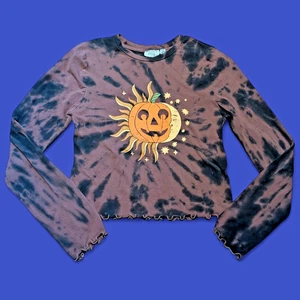 Vintage 90er MIGHTY FINE BABY T-SHIRT Halloween Sonne Mond bauchfreies Oberteil Y2K passt XS S 4C - Bild 1 von 10