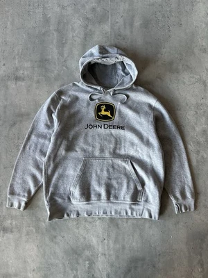Sudadera con Capucha Gris Talla XL Vintage Años 90 John Deere Tractors Logo Gráfico Foto 1 de 4