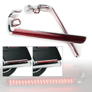 Chrome Saddlebag LED Side Marker Light Red Lens Fit Harley Touring 2014-2020 - Picture 1 of 12