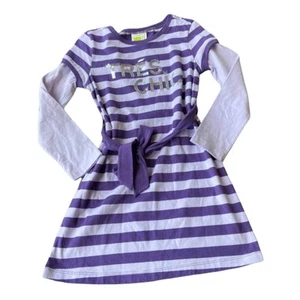 Crazy 8 Girls Dress Size Small 5 6 Purple Striped Tres Chic Knit Ties Belt NEW - Picture 1 of 6