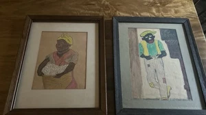 African American Folk Art Prints- Man And Woman - Picture 1 of 13