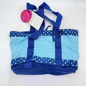 Quacker Factory Beuteltasche blau gepunktet QVC-Stil Damen Schulter Strand Handtasche - Bild 1 von 9