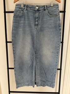 WITCHERY Longline Denim Skirt Vintage Blue Wash, Size 14, Excellent Condition - Picture 1 of 5
